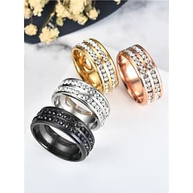 Men's Christmas Titanium Steel Ring with Red and Blue Crystal Stones, Multiple Colors, Perfect for Holiday Fashion and Gifting