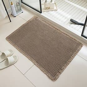 Waffle Bath Mat, Boho Bathroom Rugs Non Slip Washable, Ultra Soft Super Absorbent Quick Dry Farmhouse Bathroom Decor