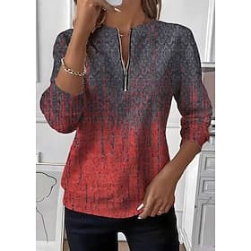 Women's Pullover Sweatshirt Zip Up Sweatshirts Zipper Print Graphic Paisley Fashion Casual Long Sleeve Crew Neck Regular Tops Street Dailywear Red Purple Green