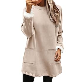 Women's Pullover Sweatshirt Pocket Plain Casual Long Sleeve Crew Neck Long Tops Street Dailywear Black Pink Orange Dark Blue Beige Fall Winter