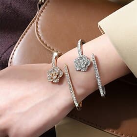 Crystal Vintage Style Classic Flower Shape Vintage Fashion Trendy Rhinestone Bracelet Jewelry Silver / Golden For Wedding Party Engagement Prom