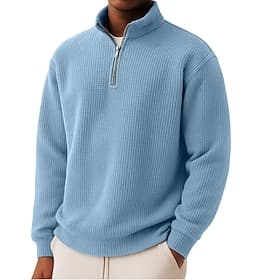 Per uomo Magliette Polo a Nido d'Ape Polo con zip Sport all'Aperto Casuale Colletto Mao Con cerniera Manica Lunga Moda Moderno Tinta unica Testurizzato Lavorat