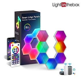 Hexagonale LED-glødelamper RGBIC hexagonale LED-vegglamper Wi-Fi smarte hjemme kreative vegglamper med musikk-synk fungerer med Alexa-assistent fjernkontroll-a