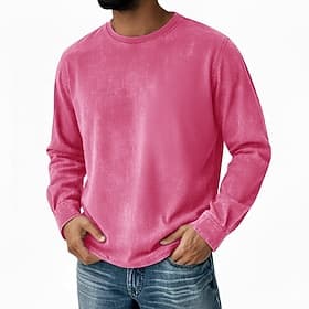 SoftFade™ Men's T Shirt 100% Cotton Acid Wash Shirt Long Sleeve Crew Neck Fall Spring   Fall Flag American US Flag Flag / National flag Knitwear Vintage Cool C