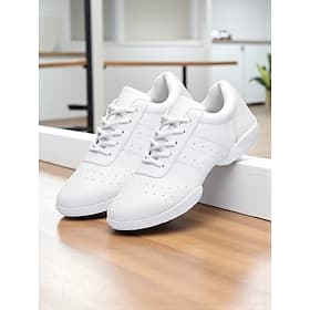 scarpe da ginnastica da ballo professionali in pelle bianca da donna, scarpe da jazz leggere con suola divisa per latino, hip hop allenamento di pratica in sal