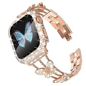 Smykker armbånd Kompatibel med Apple Watch-klokkereim 38mm 40mm 41mm 42mm 44mm 45mm 49mm Dame Glimmer Bling Diamond Rustfritt stål Erstatningsklokkerem til iwa