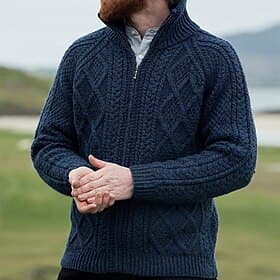 Men's Sweater Cardigan Sweater Cable Knit Regular Tops Button Up Knitted Plain Shawl Lapel Vacation Fashion Casual Daily Wear Clothing Apparel Spring Fall Navy