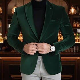 giacca blazer in velluto da uomo, chiusura con colletto, moda classica da ufficio, blazer tinta unita, nero bordeaux viola, vestibilità su misura, monopetto, u