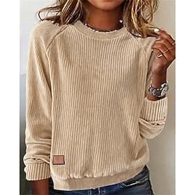 Women's Dressy Tops Solid Color Vintage Stylish Classic Long Sleeve Crew Neck Regular Tops Daily Going out Camel Fall Winter