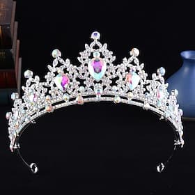 Crown Tiaras Hodepryd Legering Bryllup Bursdag søt stil Skinnende Med Rhinsten Hodeplagg Hodeplagg