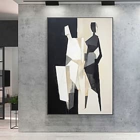 Mintura Hand Painted Figure Oil Paintings on Canvas Modern Abstract Wall Art Picture For Home Decoration Ready To Hang With Stretched Frame
