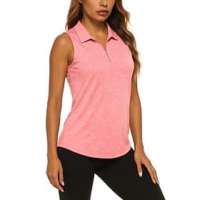 Women's Solid Colored Sport Shirt Golf Polo Shirt Tennis Shirt Sleeveless Zipper High Elasticity Moisture Wicking Breathable Tennis Golf Pickleball Turndown Zi thumbnail 2