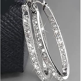 Elegant Hoop Earrings with Sparkling Clear Crystals – Gold and Silver Plated Stainless Steel Dangle Earrings