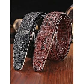 Men's Genuine Leather Belt with Crocodile Texture, Multiple Colors, Stylish and Durable for Casual and Formal Occasions