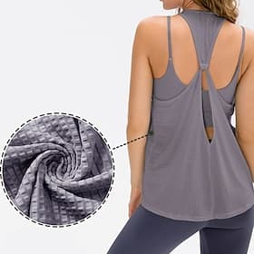 Women's Solid Colored Tank Top Workout Tops Loose Fit Elastic Sweat-Wicking Breathable Tennis Pickleball Yoga Crew Neck Top Black Blue Purple Tennis Clothing