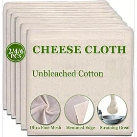 2/4/6PCS Cheesecloth for Straining, 20x20 Inch Grade 100 Pre-Cut Unbleached Muslin Cloth with Edges, Reusable for Yogurt, Juice, Cooking, and Turkey