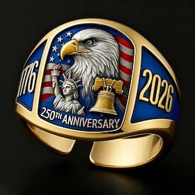 250. Jubiläums-Adlerring patriotisches Geschenk Vintage Offener Adler Ring elektroplattierter Kupfer  Sterlingsilber verstellbarer Statementring für Paare Retr