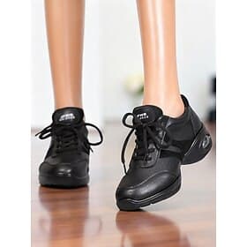 Schwarze Jazz-Tanzschuhe für Damen mit Schnürung – atmungsaktive Trainingsschuhe mit geteilter Sohle für Standardtänze, Lateinamerikanische Tänze, Hip-Hop und