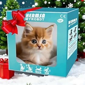 Christmas Gifts for Grandkids Boys Girls, Robot Cat My Realistic Robot Kitten Interactive Kitty Toy That Walks Barks Wags Tail Plush Pet Cat Realistic Robotic