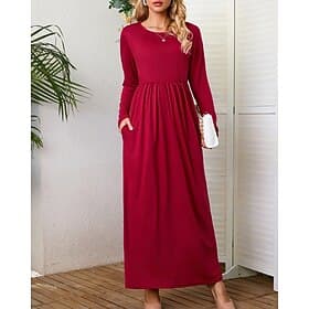 Women's Long Dress Maxi Dress Black Dress Casual Dress Fashion Modern Outdoor Party Holiday Regular Fit Plain Long Sleeve Crew Neck Black Wine Army Green Navy