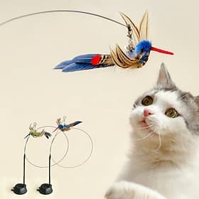 Handfree Bird/Feather Cat Wand with Bell Powerful Suction Cup Interactive Toys for Cats Kitten Hunting Exercise Pet Products