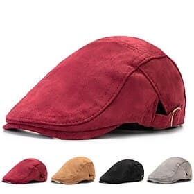 Men's Flat Cap Ascot Hat Newsboy Hat Black Wine Polyester Fashion Casual Street Daily Plain Adjustable Sunscreen Breathable