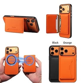 téléphone Coque Pour iPhone 17 Pro Max 17 Air 17 16 15 14 Pro Max Plus 13 Pro Max Coque Arrière avec Support Antichoc Rétro faux cuir