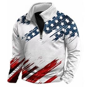 4th of July 2026 250th Memorial Day Men's Designer US Flag Hoodie Sweatshirt Casual Outdoor Daily thumbnail 2