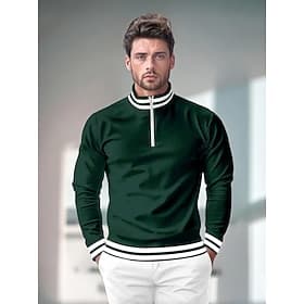 Camisa Polo para Hombre Verde Oscuro de Manga Larga Ropa Conjuntos Vestir Indumentaria