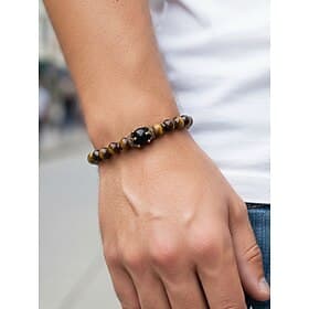 Men's Natural Stone Bracelet – Adjustable Beaded Design with Crown Detail, Available in Multiple Colors, Perfect for Casual Wear and Special Occasions