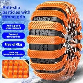 10pcs Heavy-Duty Reusable Anti-Slip Snow Tire Chains - Durable Plastic Suitable for ATVs Cars Trucks  SUVs - Essential Emergency Driving Safety Accessory (Reco