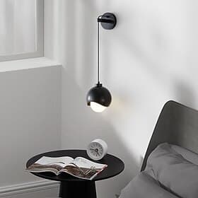 lack and Gold Wall Sconces, Minimalist Metal Wall Sconce with Adjustable Cord Length Design, Modern E27 Wall Lamp Reading Lights for Bathroom Bedroom Living Ro