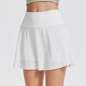 Women's Solid Colored Casual Skirt Tennis Skirts Sport Skirt UV Protection Quick Dry Elastic Breathable Tennis Athletic Running Bottoms White Red Tennis Clothi