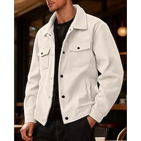 Men's Lightweight Jacket Corduroy Jacket Casual Jacket Work Jacket Outdoor Casual Pocket Fall Winter Color Block Streetwear Sports  Outdoors Turndown Regular A