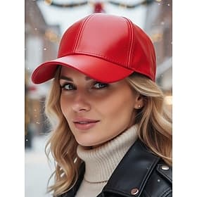Unisex Christmas Faux Leather Cap - Stylish Design, Multiple Colors, Durable, Perfect for Winter and Holiday Outings