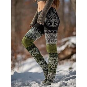 Women's Viking Boho Leggings Vintage Ethnic Style Casual Full Length High Waist Graphic Abstract 3D Print Quick Dry Breathability Soft Stretchy Street Athleisu