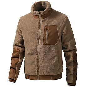 Homme Veste d'hiver Manteau Teddy Veste Décontractée Vacances Quotidien Chaleur Thermique Avec Poches Toison Automne Hiver Uni Mode Streetwear Col montant Régu