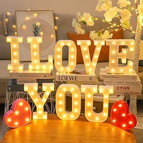 Happy Birthday/Marry Me Marquee Light Up Letters, LED Letter Number Light Sign with Round Light Decoration for Birthday Home Table Decor