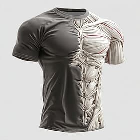 Per uomo Muscolo Illusione ottica 3D Simulazione Maglietta Manica Corta maglietta Stampa 3D Girocollo Camicia Esagerato Designer Quotidiano Club Feste Bianco R