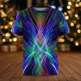 New Year Men's Line Fireworks T Shirt Short Sleeve T shirt 3D Print Crew Neck Shirt Exaggerated Designer Artistic Club Party Street Blue 3# Blue 2# Blue 1# Fal