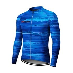 Men Cycling Jersey Downhill Jersey Geometric Abstract Contrast Color Long Sleeve Bike Tee Tshirt Jersey Compression Clothing with 3 Rear Pockets Mountain Bike