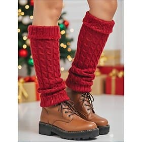 Women's Christmas Knit Leg Warmers, Available in Multiple Colors, Cozy and Stylish, Perfect for Winter Fashion and Holiday Gifting