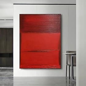 Handmade Oil Painting Canvas Wall Art Decoration Abstract Red Texture Painting Living Room Entrance Hall Decoration Home Decor Rolled Frameless Unstretched Pai
