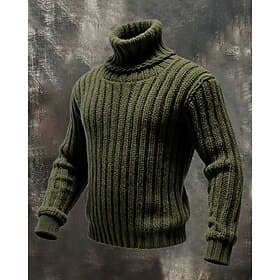 Men's Sweater Pullover Sweater Jumper Knit Sweater Ribbed Knit Regular Tops Knitted Solid Color Turtleneck Fashion Streetwear Casual Daily Wear Clothing Appare
