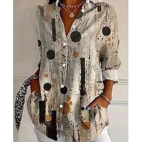 Women's Shirt Linen Like Breathable Lightweight Ombre Floral Graphic Vintage Tropical Stylish Long Sleeve Shirt Collar Daily Work Buttons Print Pink Light Purp