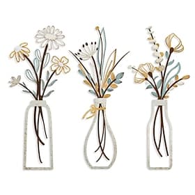 3 Pieces Metal Flowers Wall Art- Rustic Farmhouse Decor Minimalist Decor for Living Room Bathroom Bedroom Dining Room Housewarming Gifts Christmas Decoration