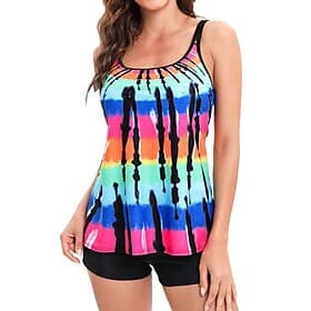 Women's Bathing Suit Tankini 2 Pieces Printed Ultra Light (UL) Elastic Sleeveless Swimwear Surfing Snorkeling Summer