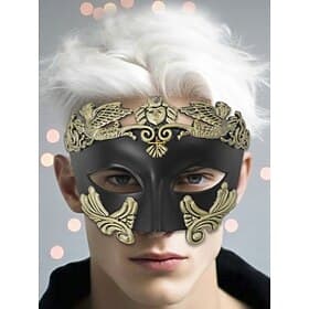 Women's Black Baroque Venetian Masquerade Mask - Gold Embellished Carnival Costume Accessory for Venice Festival, Mardi Gras, Cosplay  Masquerade Parties