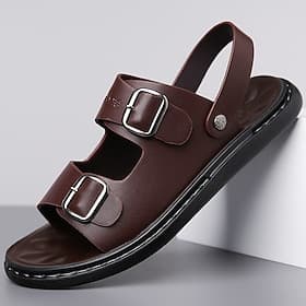 Men's Brown  Sandals – Stylish Two-Buckle Design with Comfortable Fit, Ideal for Beach Weddings, Vacation and Casual Summer Outings