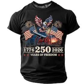 4th of July 2026 250th Memorial Day Men's 3D Print US Flag Crew Neck Short Sleeve T-Shirt Daily Street thumbnail 2